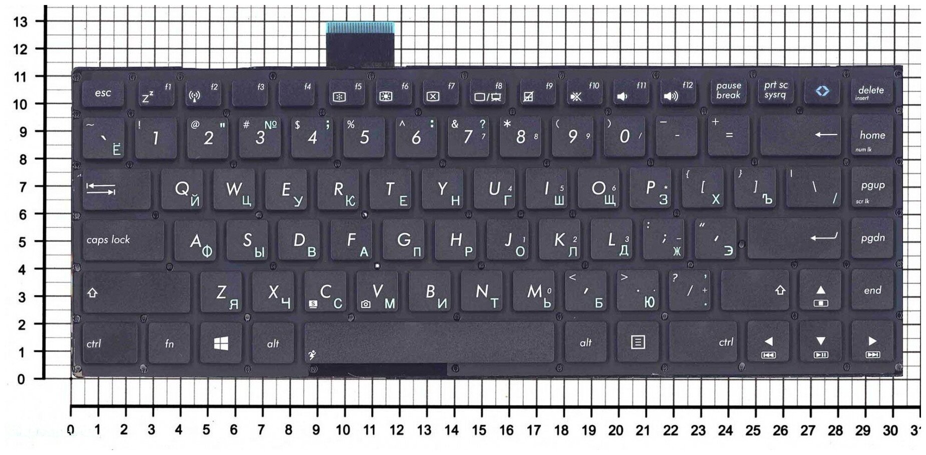 Клавиатура для ноутбука Asus VivoBook S400CA черная без рамки плоский Enter