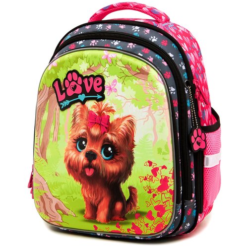 Школьный рюкзак (ранец) для девочки Steiner, полужёсткий, ортопедическая спинка, 3 отделения, фирменный брелок в подарок