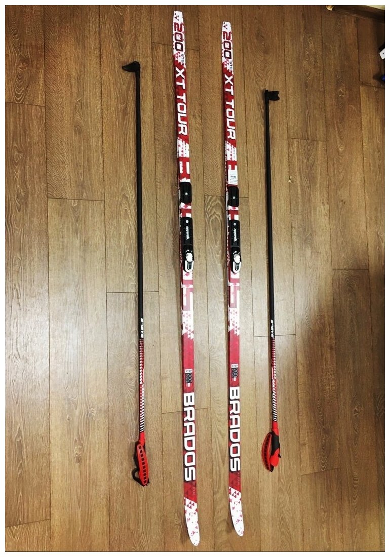 Комплект лыжный STC NNN STEP XT TOUR 200 см (лыжи + палки), крепление rottefella, красно/белый