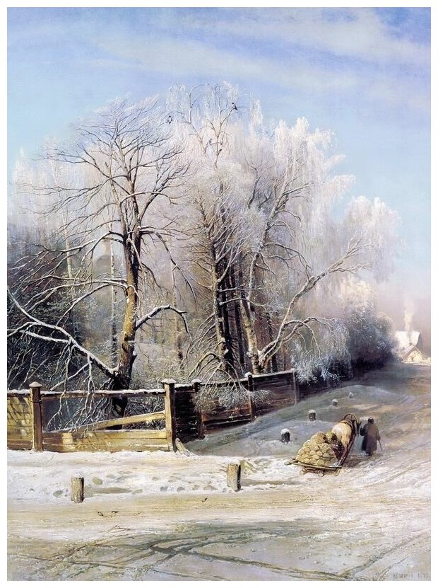 Репродукция на холсте Зимний пейзаж (Winter Landscape) №7 Саврасов Алексей 30см. x 41см.