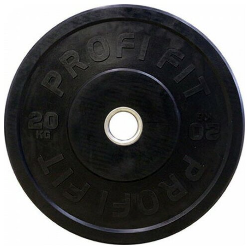 фото Диск для штанги каучуковый, черный, profi-fit d-51, 20 кг