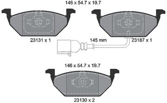 Дисковые тормозные колодки передние Textar 2313181 для Audi, SEAT, Skoda, Volkswagen (4 шт.)