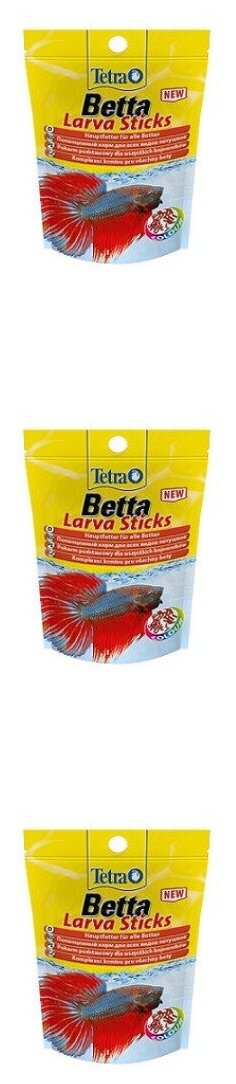 Корм для петушков и лабиринтовых рыб Tetra Betta Larva Sticks, в форме мотыля, 5 гр, 3 шт
