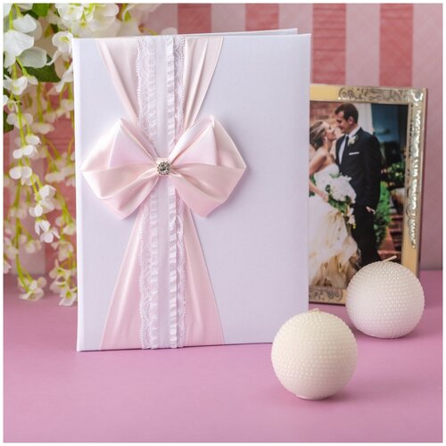 Обложка-карман для свидетельства о браке Свадебная мечта, белый, розовый
