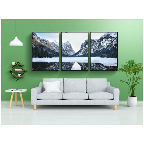 фото Набор модулных постеров для интерьера "снег, гора, зима" 60x90 см. в тубусе, без рамки lotsprints