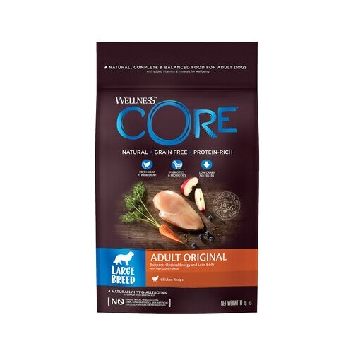 Wellness CORE Сухой корм для взрослх собак крупных пород из курицы 10799, 10 кг, 54039