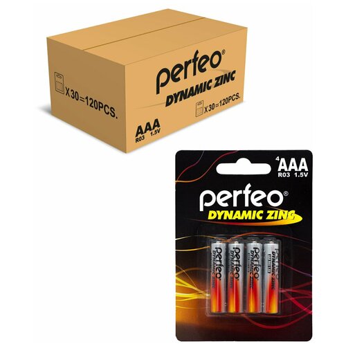 Батарейка Perfeo R03/4BL Dynamic Zinc, 120шт батарейки pleomax r03 4bl super heavy duty zinc 40 960 38400
