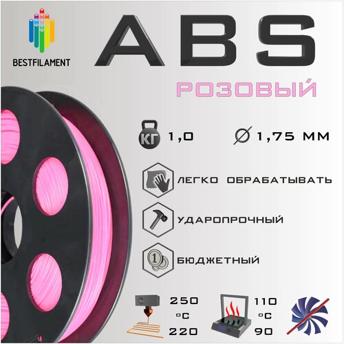 ABS Розовый 1000 гр. 1.75 мм пластик Bestfilament для 3D-принтера