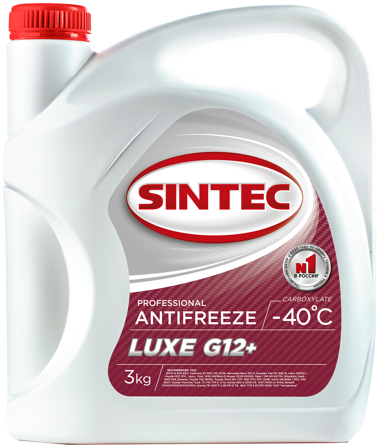 Антифриз SINTEC ANTIFREEZE LUXE G12+, -40, 3 кг (красный)