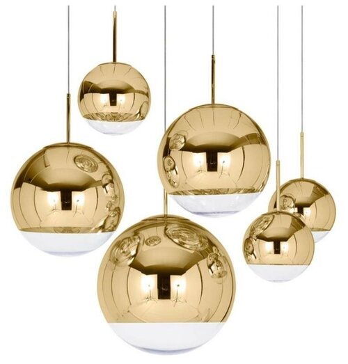 Подвесные светильники в стиле Tom Dixon Mirror Ball золотистые (3 штуки диаметр 15 см)