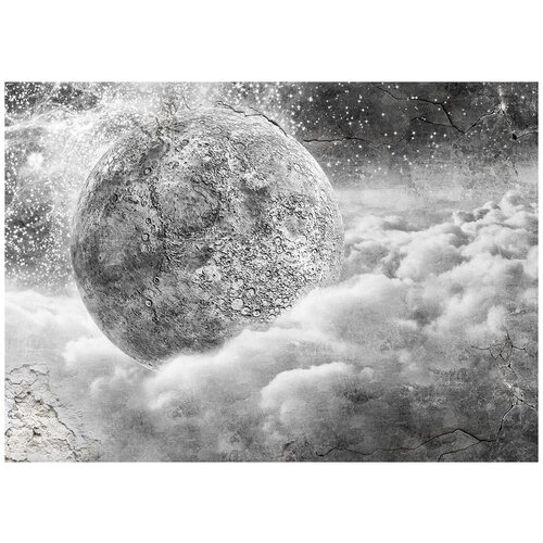 Луна рисунок сепия - Виниловые фотообои, (211х150 см)