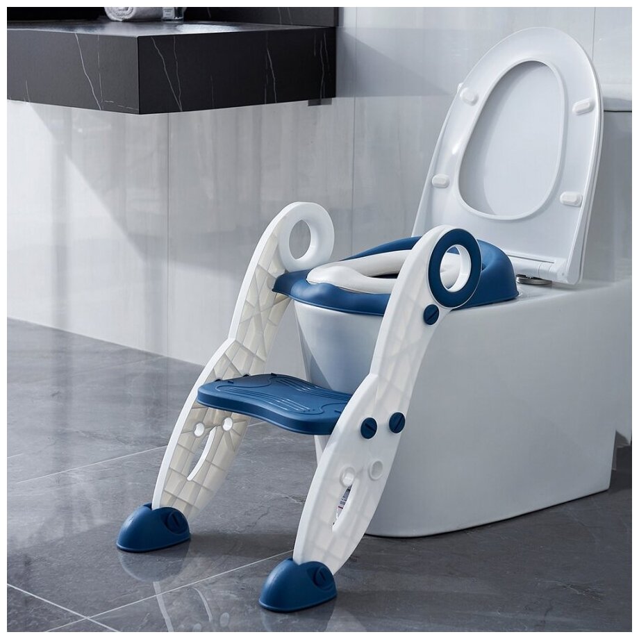 Сиденье для унитаза Pituso FG366B Blue, с лесенкой, пластиковое, складное