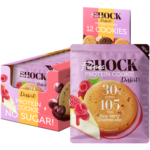 Протеиновое печенье Dessert Малиновый чизкейк FitnesSHOCK 12 шт по 35 г.