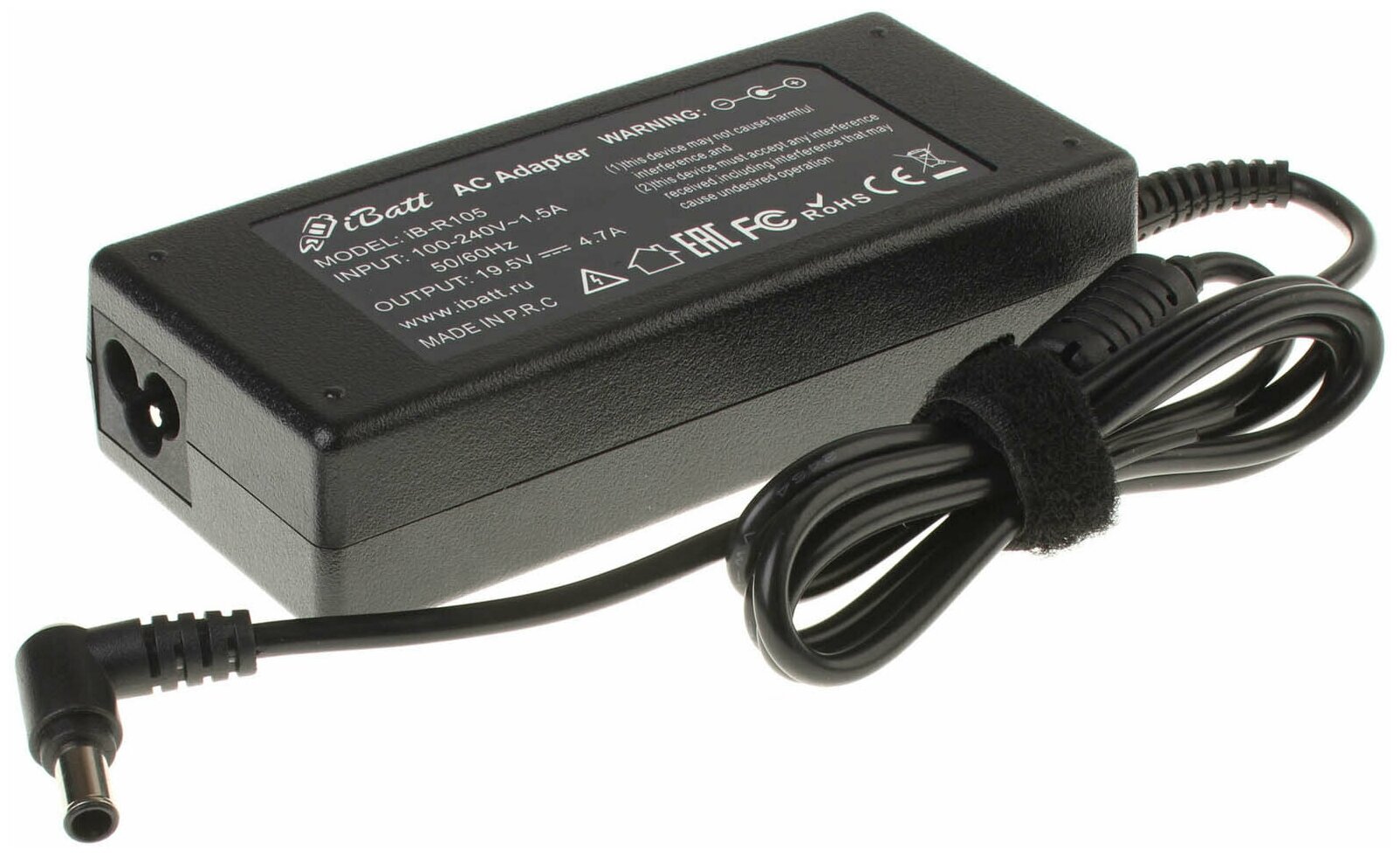 Блок питания iBatt iB-B1-R105 19,5V 4,7A, 92W, разъём 6.5*4.5 mm, pin для LG, Sony VGP-BC19V42, VGP-BC19V34, VGP-BC19V26