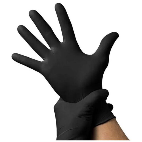 Перчатки нитриловые Gloves, р-р М, 50 пар (100 штук, черные)