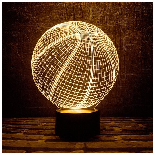 фото Ночник детский 3d светильник баскетбольный мяч art-lamps
