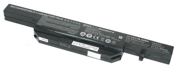 Аккумулятор для ноутбука Amperin для DNS Clevo W650 11.1V 4400mAh W650BAT-6 черная