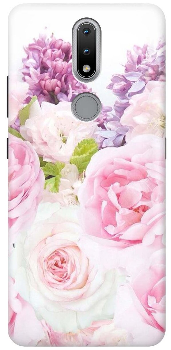 Ультратонкий силиконовый чехол-накладка для Nokia 2.4 с принтом "Розовый букет"
