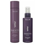 OLLIN SMOOTH HAIR Набор (Термозащитный разглаживающий спрей Ollin Smooth Hair 100 мл + Шампунь для гладкости волос Ollin Smooth Hair 300 мл) без коробки - изображение