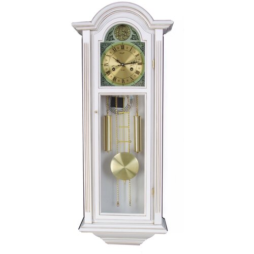 фото Часы деревянные настенные механические с боем w208-3 цвет белый антик римские цифры, часы с маятником. world