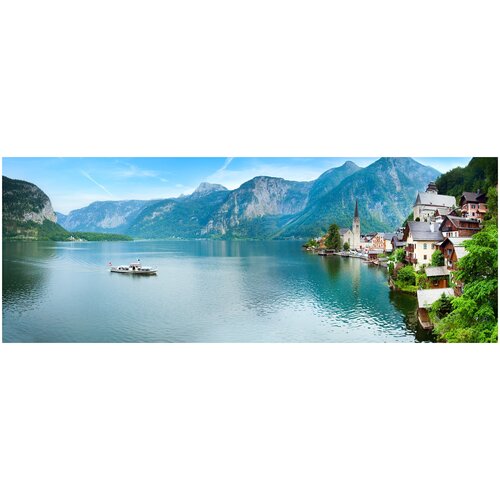 Фотообои Уютная стена Озеро Хальштеттер-Зее, Австрия 720х270 см Виниловые Бесшовные (единым полотном)