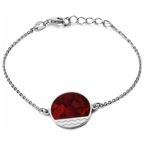 фото Amberholl стильный серебряный браслет с натуральным вишнёвым янтарём «монако». янтарь®