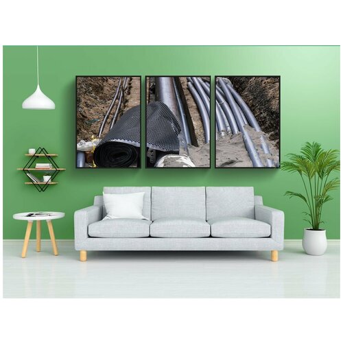 фото Набор модулных постеров для интерьера "строительная площадка, трубка, земляные работы" 60x90 см. в тубусе, без рамки lotsprints