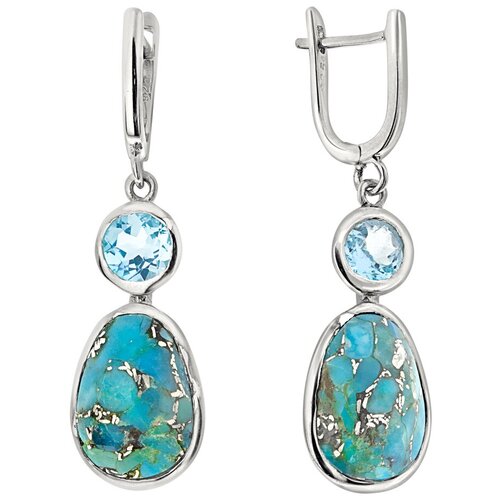 Серьги Sandara, серебро, 925 проба, бирюза