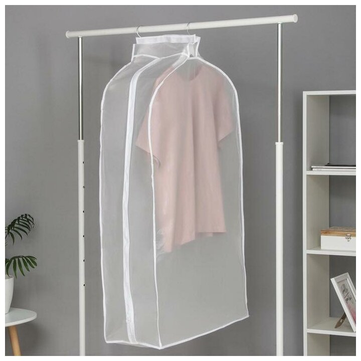 Чехол для одежды плотный Доляна 60×100×30 см PEVA цвет белый