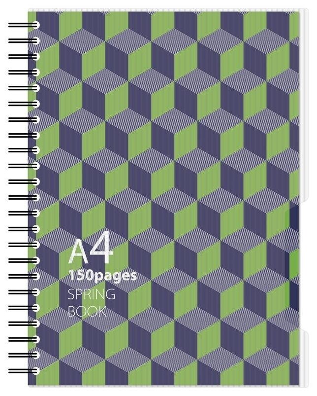 Бизнес-тетрадь А4 Attache Selection Spring Book, 150 листов, синяя/зеленая, клетка, на спирали, пластик (230х297мм)