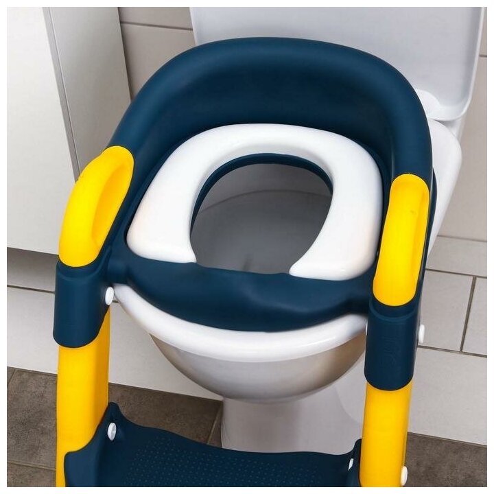 Детское сиденье на унитаз, от 1 до 10 лет, цвет синий/желтый - фотография № 3