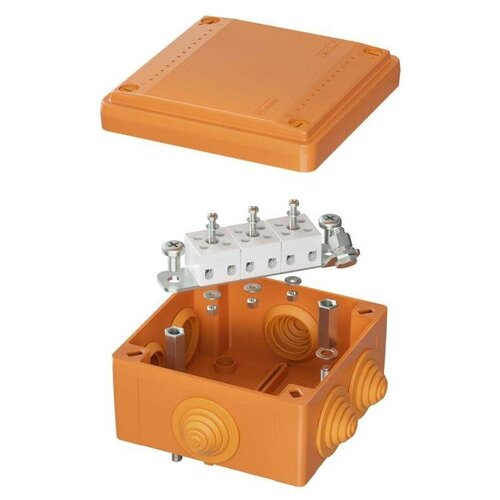 Коробка ответвительная FS 100х100х50мм 5р 450В 10А 6кв.мм с каб. вводами и клеммн. IP55 пластик. | код FSB11506 | DKC (9шт.в упак.)