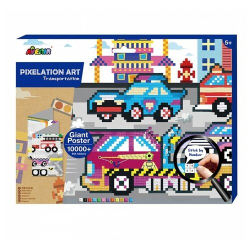 CH191596 Картина из пиксельной мозаики. Транспорт