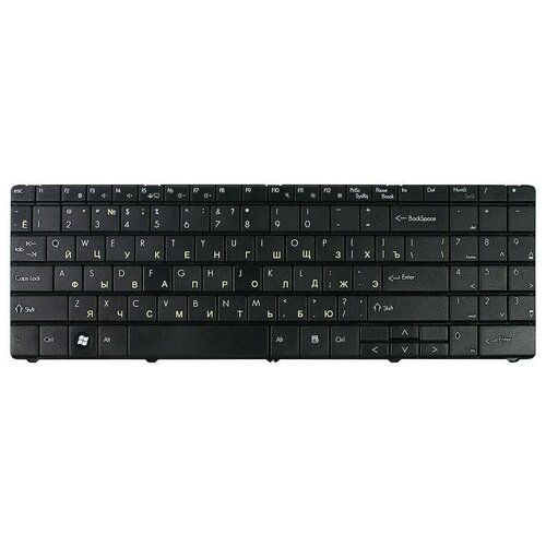 Клавиатура для ноутбука Packard Bell EasyNote ETNA-GM, ML61, ML65 Series. Плоский Enter. Чёрная, без рамки. PN: MP-07F36SU-920, MP-07F33SU-920, PB5