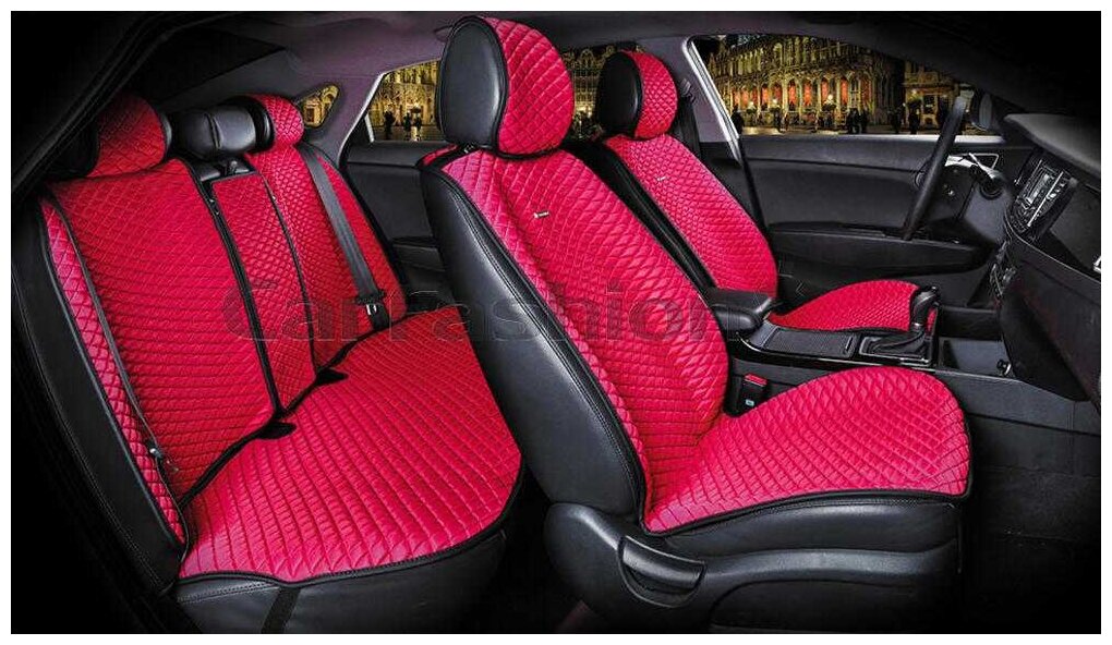 Комплект накидок на автомобильные сиденья CarFashion PALERMO PLUS красный/красный