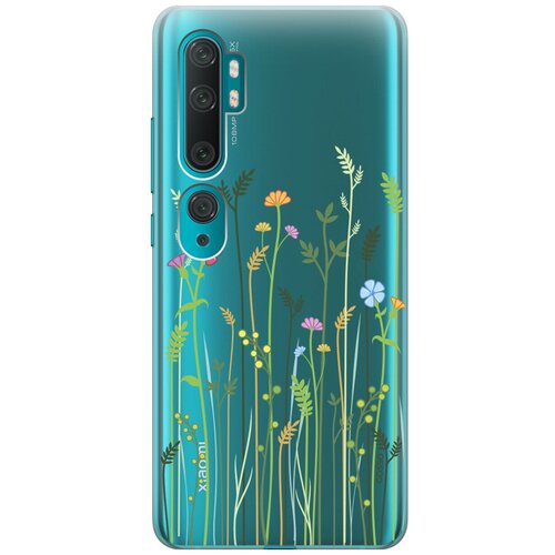 фото Ультратонкий силиконовый чехол-накладка transparent для xiaomi mi note 10 / note 10 pro с 3d принтом "flowers & fern" gosso
