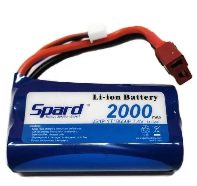 Аккумулятор Li-Ion Spard 2000mAh, 7,4V, 15C, T-plug для Remo Hobby 1|16 - YT18650P