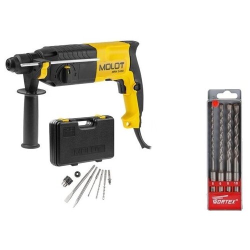 Перфоратор MOLOT MRH 2428 в чем. + (2 зубила, 3 сверла) + акция! (Набор буров (сверл) SDS-plus 4 шт. WORTEX в подарок!) (MRH242800027A3)
