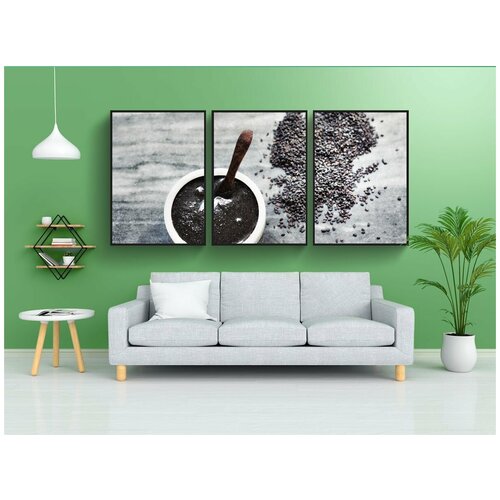 фото Набор модулных постеров для интерьера "тахини, черные семена кунжута, здоровый" 60x90 см. в тубусе, без рамки lotsprints