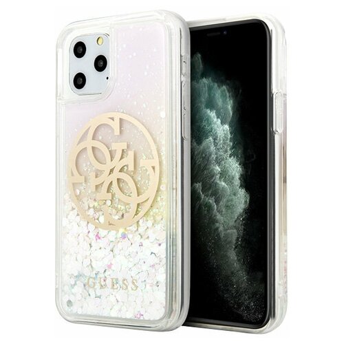 фото Чехол guess liquid glitter 4g circle logo hard iridescent для iphone 11 pro