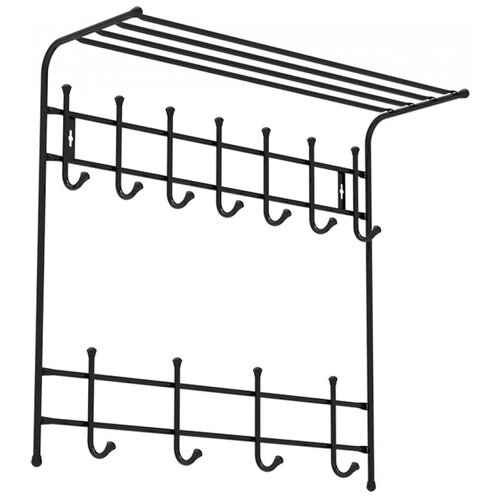 Вешалка с полкой настенная металлическая на 11 крючков ВПТ11 белый