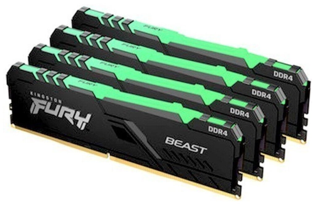 Оперативная память Kingston Dram 64GB 3200MHz DDR4 CL16 Dimm (Kit of 4) Fury Beast RGB Ean: 74061731 .