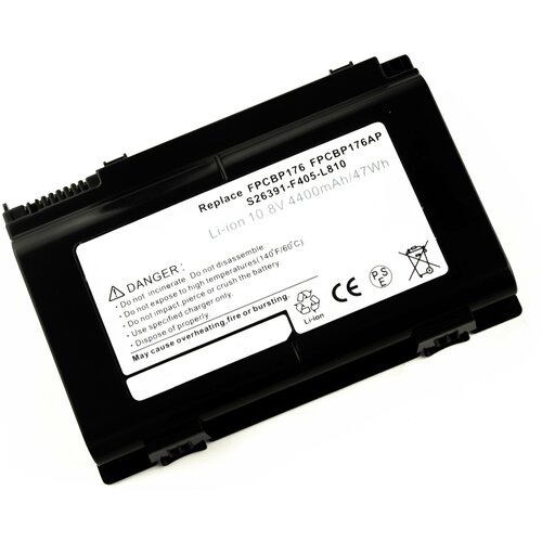 Аккумулятор для Fujitsu LifeBook A1220 A6210 (10.8V 4400mAh) BLACK OEM p/n: FPCBP176 BP176-3S2P аккумуляторная батарея для ноутбука fujitsu lifebook a1220 10 8v 5200mah bp176 3s2p oem черная