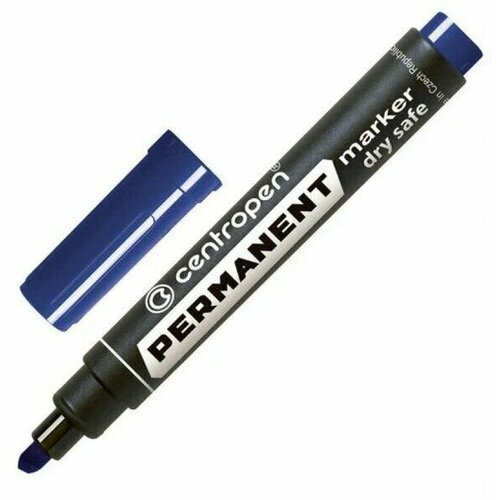 маркер перманентный centropen 8516 черный скошенный 2 5мм устойчив к высыханию Маркер перманентный синий DRY SAFE (устойчив к высыханию), скошенный наконечник (2-5мм)