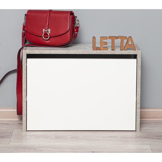 Обувница Letta Ultra вертикальная 1 секция Ателье светлое/Белое тиснение
