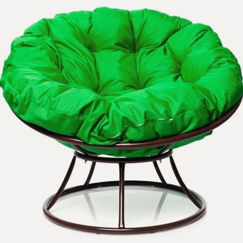 Изображение товара Садовое кресло M-group Папасан без ротанга коричневое + зеленая подушка