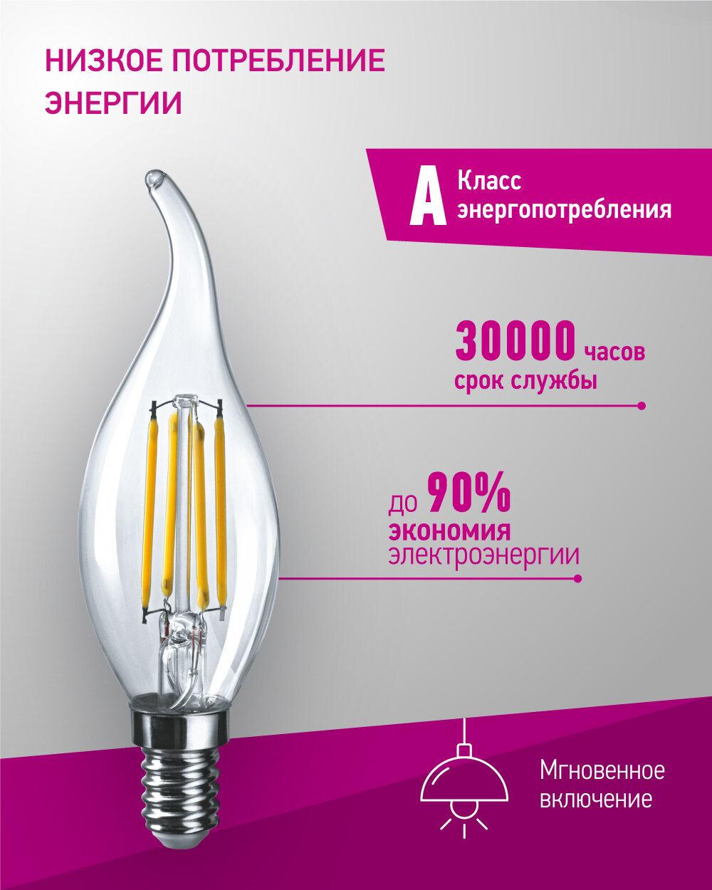 Лампа филаментная Онлайт LED OLL-F-FC35-10ВТ-Е14-2700К - фото №6