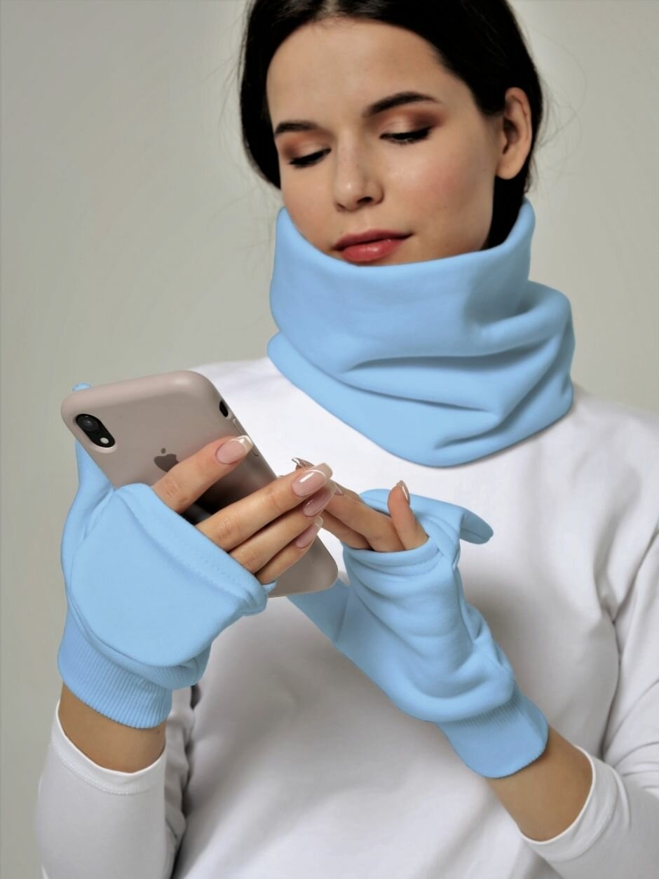 фото 0061F4 Рукавички-трансформеры из футера с начесом HIGH TEMP, Черный