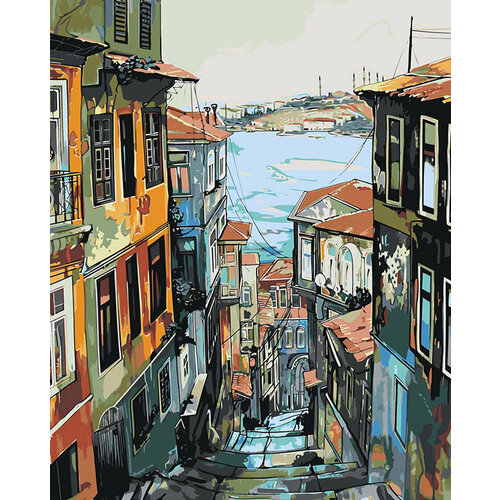 картина по номерам одна на мосту 40x50 см Картина по номерам Город Стамбул, Турция: улочка 40x50
