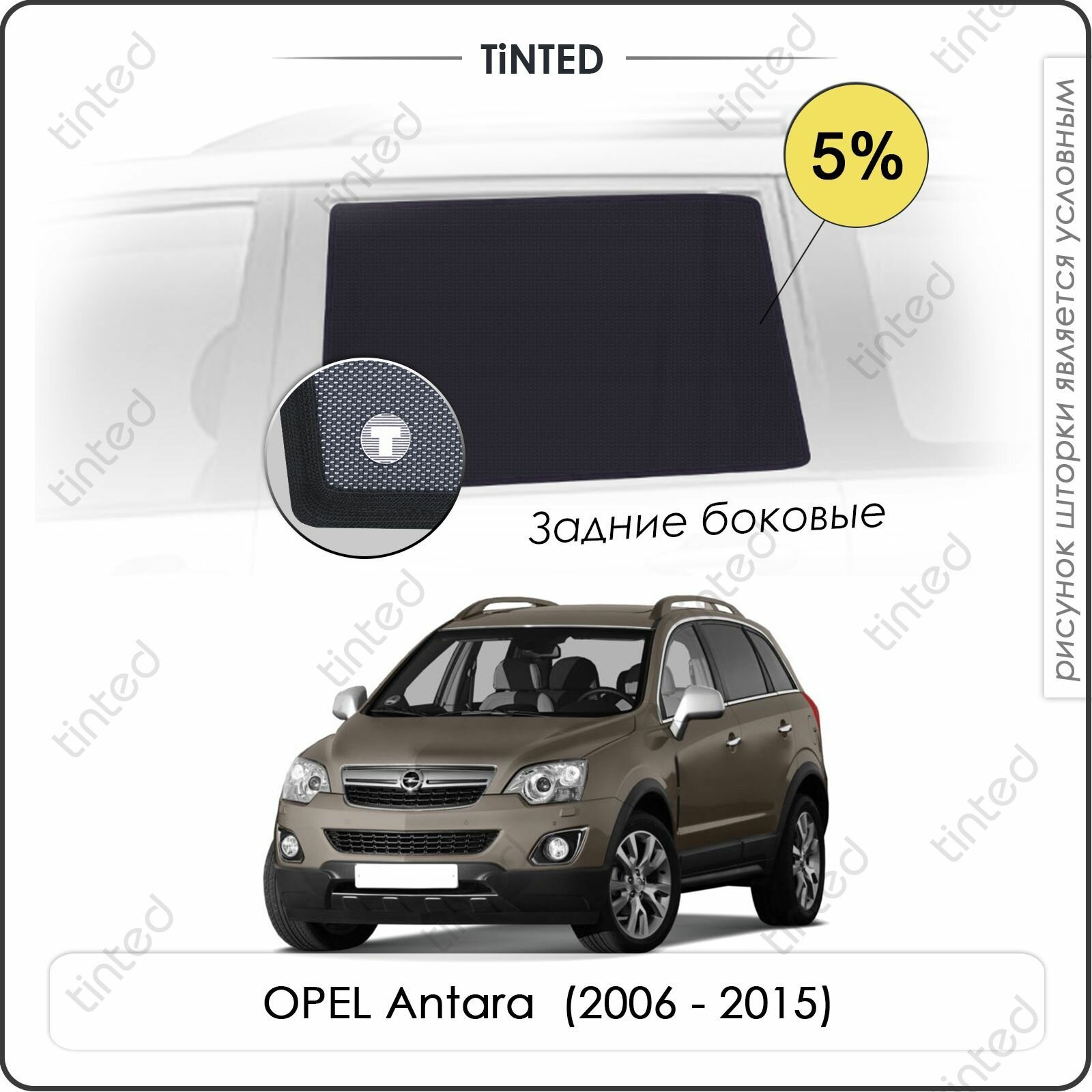 Шторки на автомобиль солнцезащитные OPEL Antara Кроссовер 5дв. (2006 - 2015) на передние двери 5% сетки от солнца в машину опель антара Каркасные автошторки Premium